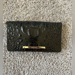 Brahmin Debra Wristlet ID Wallet Clutch Croc Black Leather Missing Wrist Strap